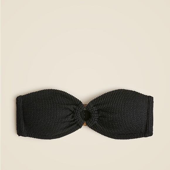 NWT J. CREW 90’s O-ring bandeau bikini top Scrunch black 3X 24 22 - Picture 5 of 6
